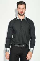 Рубашка мужская с воротником в греческом стиле 50PD0095 (Черно-серый)