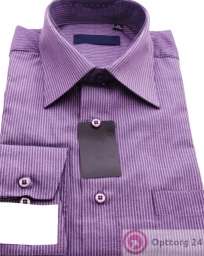 Сорочка мужская фиолетовая в мелкую полоску
