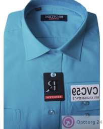 Сорочка мужская ярко голубого цвета с длинным рукавом CVC56