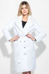 Пальто женское стеганное, с мехом 69PD1059 (Белый)